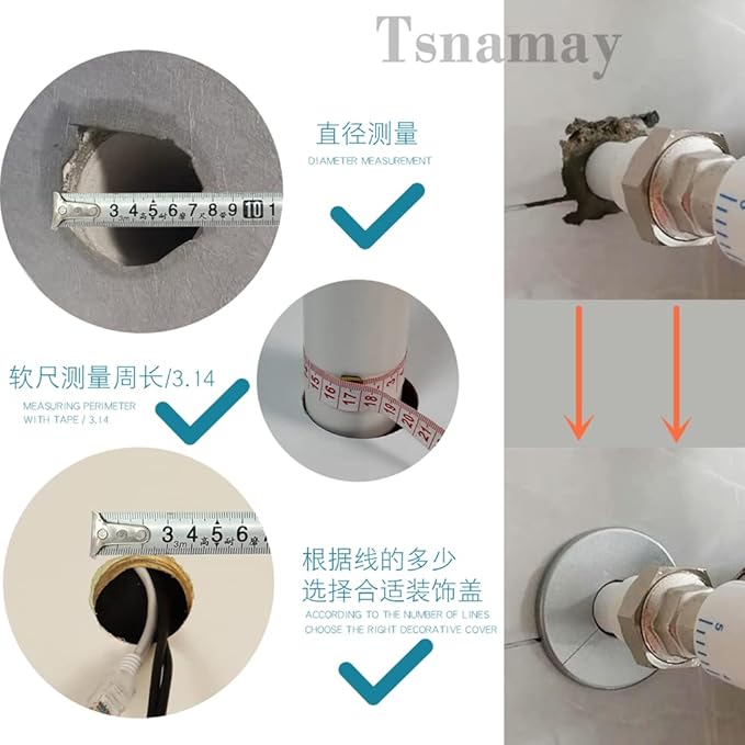 4 Pcs Wall Split Flange, ABS Square Self-Adhesive Escutcheon Plate Buckles Design for 0.86"/22mm Diameter Pipe