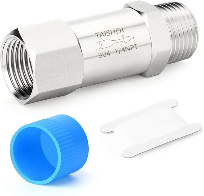 TAISHER 1PCS 304 Stainless Steel 1/4" NPT Male x 1/4" NPT Female Check Valve,Backflow Prevention,One Way Non-Return Check Valves