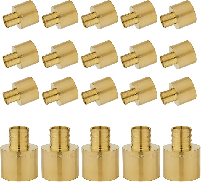 (20-Pack) PEX Fittings, Pex 3/4"x1" Female Sweat Copper Adapter, Brass Crimp Fittings, for PEX Tubing Pipe Plumbing, ASTM F1807(PEX1807135-20Pack)