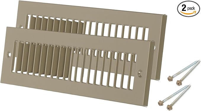 PATIKIL 2" x 10" Duct Opening Vent Cover, 2 Pcs Toe Kick Vent Cover HVAC Toe Space Register Grille Return Air Grilles for Home Ceiling Wall Floor, Brown-Outer Size: 3.4" x 11.4"