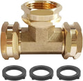 Joywayus 3/4" GHT Female × 3/4" GHT Female × 3/4" GHT Female Threaded Brass Swivel Pipe Fitting Tee T 3-Way Adapter