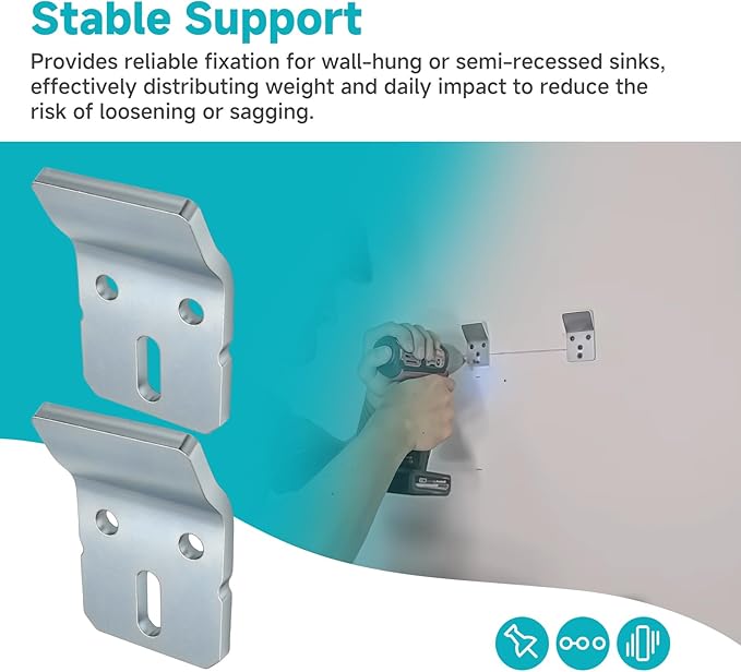 (4-Pack) 1224196 Parts Hook Kit, Compatible with Kohler Wall-Mount Sinks, Urinals, and Lavatories – Wall-Mounted Sink Hook Bracket, Stainless Steel Base Sink Support