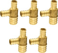 5-Pack PEX Fittings Niikappu 1"x3/4"x3/4" Pex Tee, Brass Crimp Pipe Fittings for PEX Pipes, ASTM F1807