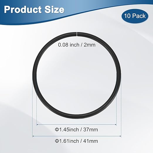 10-Pcak Nitrile Rubber O-Rings, 37mm ID, 41mm OD, 2mm Width, Metric Sealing Washer Gasket for Automotive Machine Plumbing/Faucet/Air or Gas Connections, Resists Oil and Heat