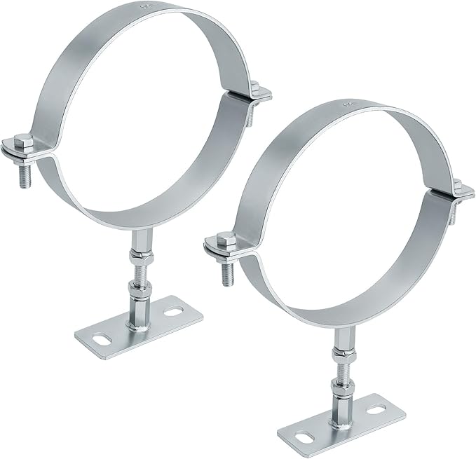 2 Pcs 6 Inch Heavy Duty Adjustable Pipe Bracket,Heavy Duty Split Ring Pipe Hanger,Adjustable Pipe Bracket Clamp,B Vent Adjustable Wall Strap Round Gas Vent Pipe Strap,With Mounting Screws, ETTH541