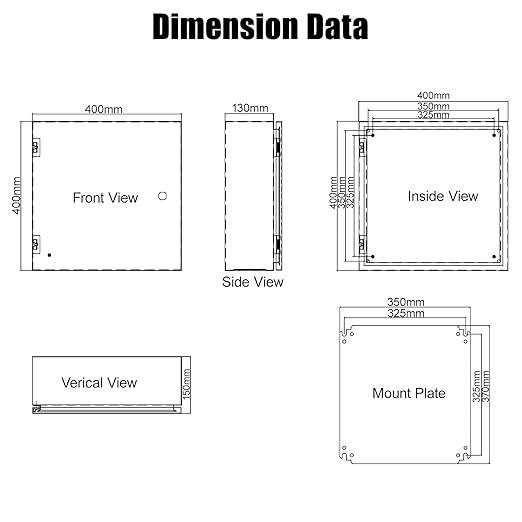 LeMotech Electrical Box 16 x 16 x 6 inch Steel Enclosure, IP66 Waterproof Dustproof Junction Box Wall-Mounted for Outdoor/Indoor Lockable with Equipment Mounting Plate