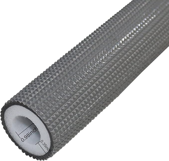 Pipe Insulation Tubing, BESUNTEK 6ft Heat Preservation Insulated Foam Tubing Handle Grip Support, for Water Pipes, air Conditioning Pipes (0.98" × 0.39", Grey, BESUNTEK-121)
