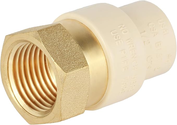 (Pack of 5) EFIELD 1/2"CPVC X 1/2"Female Thread NPT Transition Coupling,Brass Adapter Pipe Fitting (Female NPT x CPVC),(CPVC051-5)