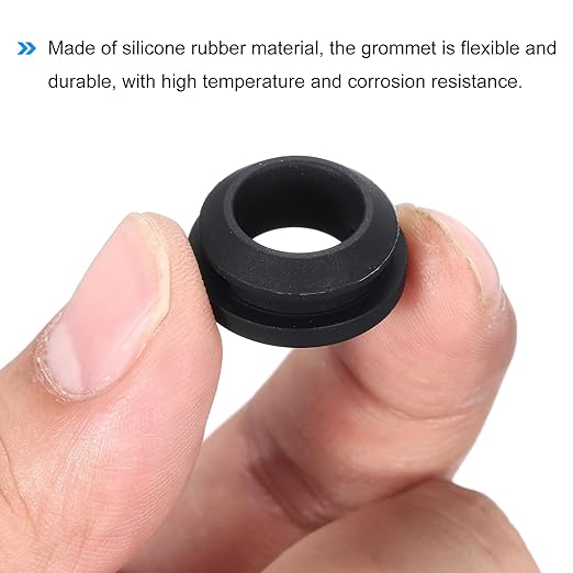 MECCANIXITY 20Pcs Snap Rubber Grommet Plug Mount Dia 15mm ID 11mm Narrow Groove Width 2mm Seal Anti-Scratch for Electrical Box Cable Pipes Black