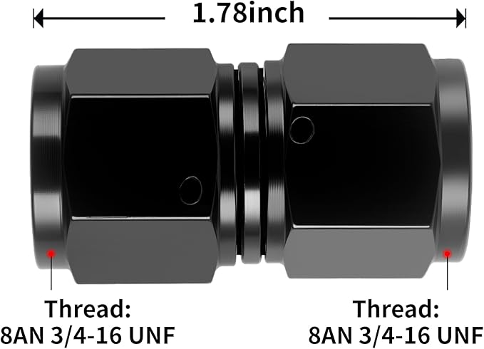 8AN Female to 8AN Female Straight Swivel Coupler Fitting Adapter 3/4-16UNF Thread Aluminium Anodized Black 4PCS