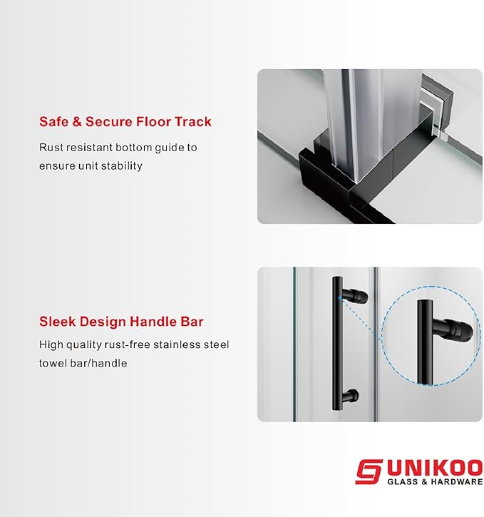 56-60 Inch x 66 Inch Sliding Frameless Bathtub Door, 3/8" Tempered Glass with Easy-Cleaning Coating, Stainless Steel Rollers & SGCC-Certified Stability, Matte Black