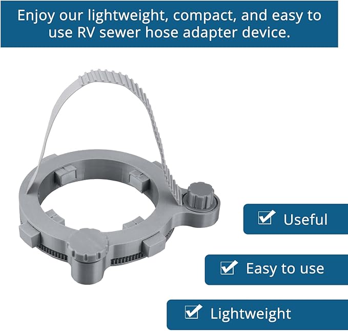 RV Hose Fastening Device, 90-Degree Elbow, RV Must Haves, RV Sewer Hose Support, Prevents Waste Lines from Dislodging While Dumping