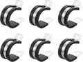 uxcell 1"(24mm) Cable Clamp, 304 Stainless Steel Rubber Cushioned Insulated R Shape Metal Clamp Tube Holder for Pipe Hose Wire Cord Installation 6Pcs