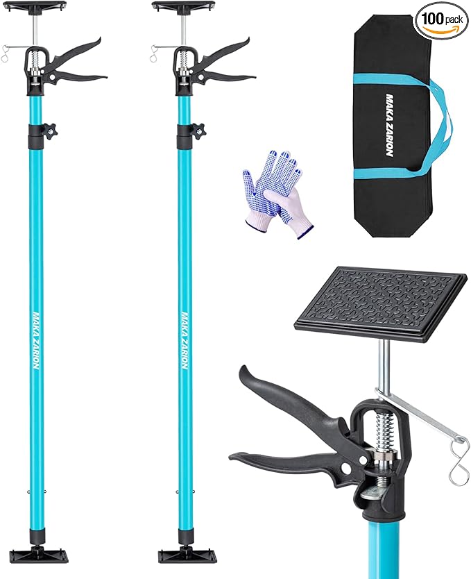 Steel Adjustable Cabinet Jack Support Pole, Quick Support Rod & Drywall Jack, Zip Wall Dust Barrier System, 3rd Hand Support System Load 132LB, Cabinet Installations Tools from 45.2-115.2 in, 2-Pack
