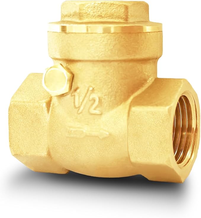 1/2" NPT Horizontal Check Valve, Brass Non Return Swing Check Valve to Prevent Water Backflow, Level One Way Counterflow Valve to Prevent the Medium Backflow for Oil Water Gas Air（1/2", DN15）