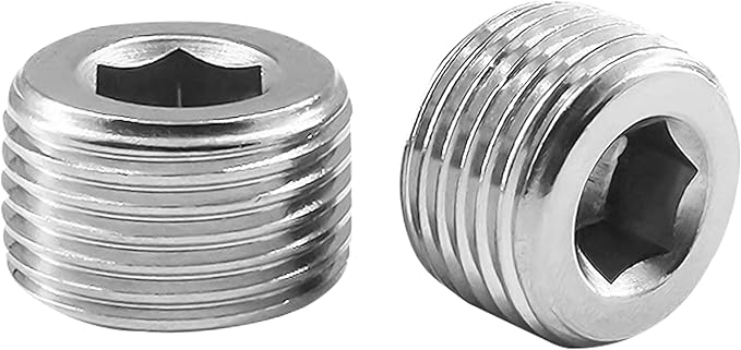 Stainless Steel 304 Hex Socket Plug, 1/4" NPT Male, Pack of 10