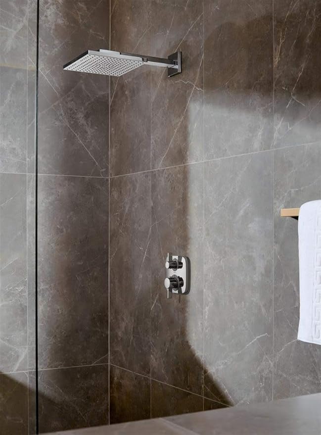 hansgrohe Ecostat E Modern Thermostatic Shower Valve Trim with Temperature Control in Brushed Nickel, 15707821