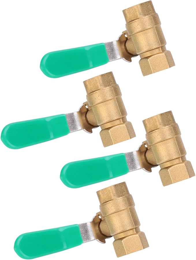 1/4in Female Thread Ball Valve, Brass Water Valve for Plumbing System, Thickened Brass Drain Shut Off Switch with Fixed Ball Structure, Automatic Pressure Relief Function