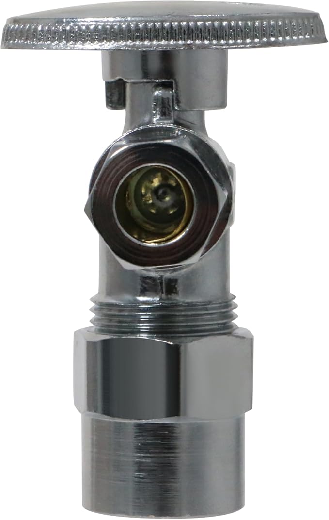 XFITTING 10 Pcs Stop Valve, 3/8" OD Compression x 1/2" CPVC Angle Stop Valves, Brass
