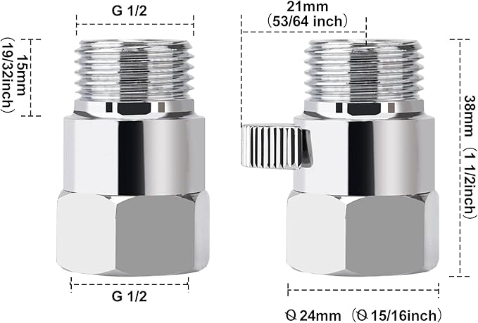 Brass Shower Flow Control Valve: Shower Head Shut Off Valve(Female and Male), MAYYAYA Water Flow Control Valves, for Handheld Shower Head or Bidet Sprayer- Handle Lever (Black)