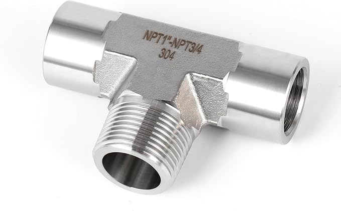 2 piece,NPT3/4 Female - NPT1" Male - NPT3/4 Female tee, 3WayConnector, Fabricate of 304 Stainless Steel.