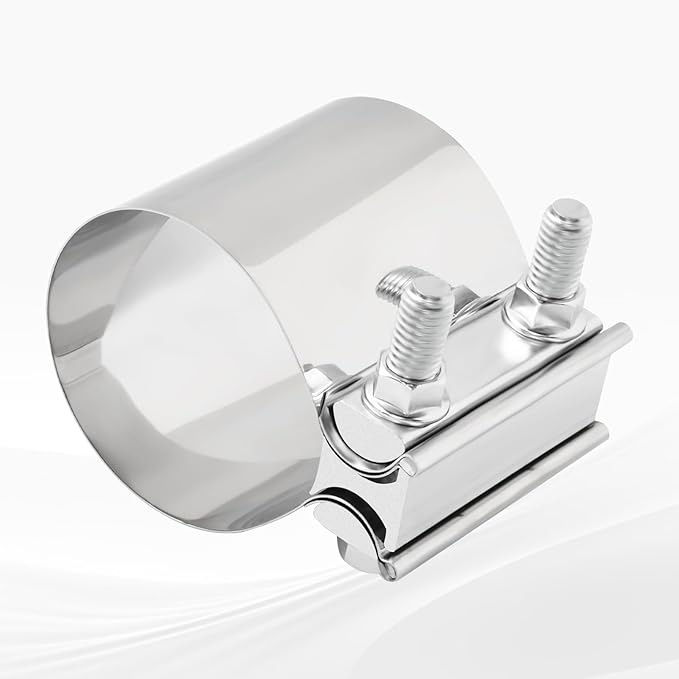 3.5'' Inch Exhaust Clamp, 3 1/2 Inch Butt Joint Seal Band Sleeve Coupler - Universal for Exhaust System, 2PCS Polished T304 Stainless Steel