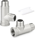 TAISHER 2PCS 304 Stainless Steel Tee Pipe Fittings, 1/2" NPT Female x 1/2" NPT Male x 1/2" NPT Male Extension Pipe Fittings, Female Run Tee