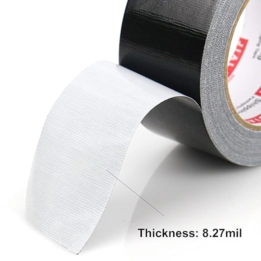 Black Heavy Duty Duct Tape, 2 inches x 30 Yards - 5 Pack, 8.27 mil Thickness, Strong, Flexible, No Residue, All-Weather and Tear by Hand - Bulk Value for Repairs
