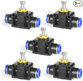 TAILONZ PNEUMATIC Air Flow Control Valve with Push-to-Connect Fitting, in-Line Speed Controller Union Straight - 4MM Tube OD x 4MM Tube OD SCF-4 （Pack of 5）