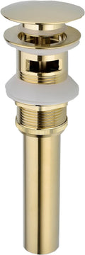 Bathroom Pop Up Drain with Overflow, Bathroom Sink Push Pop Up Assembly Vessel Sink Drain with Overflow. (Brushed Gold)