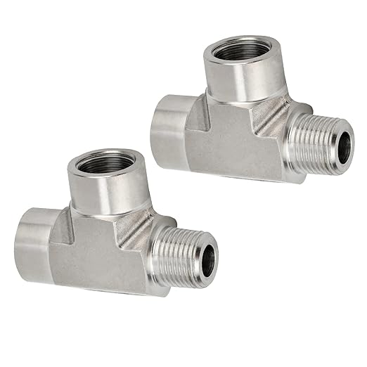 Metalwork 316 Stainless Steel Pipe Fitting, Street Tee, Male Run Tee, 1/8" NPT Male x 1/8" NPT Female x 1/8" NPT Female, 2pcs