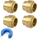 1/2" Push Fit End Cap, Push to Connect Brass Plumbing Fitting for PEX, Copper, CPVC Pipe, Heavy Duty Push Cap Fitting with Upgraded Stiffener and Disconnect Clip, NSF & UPC Certified, 4 Pack