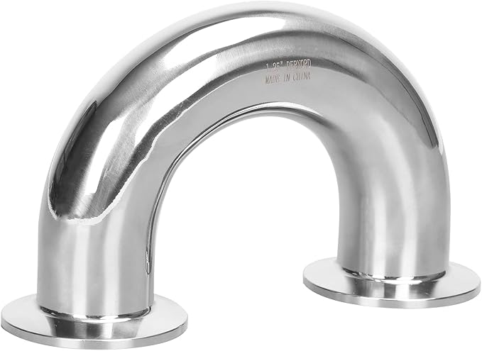 DERNORD 1.25" Tube OD Elbow 180 Degree Sanitary Pipe Fitting SS304 Tri Clamp 1.5 Inch