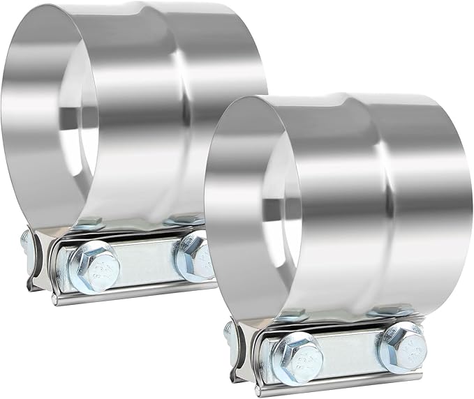 Universal 3.5 Inch Exhaust Clamp,3.5" In Lap Joint Exhaust Band Clamp Stainless Sleeve Coupler For Mufflers,Exhaust Pipe etc (2 Pcs)