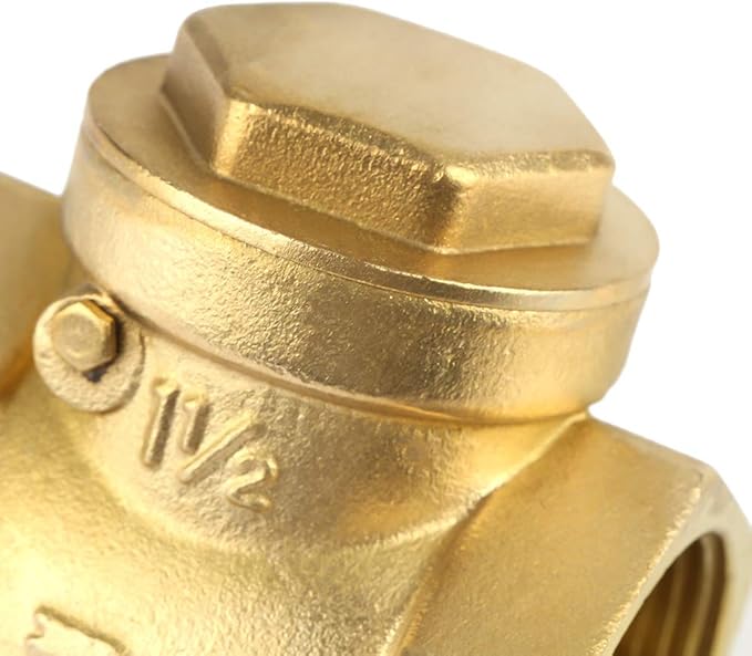 DN40 Brass Swing Check Valve High Pressure 232PSI Non Return Valve Female Thread One Way Flow Control for Water Systems Heavy Duty Plumbing Fitting