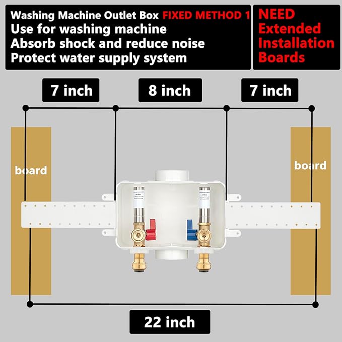 (1 Pack) Lidertik Washing Machine Outlet Box Push to Connect with Hammer Arrestors and Center Drain, Inlet 1/2 inch Push to Connect x Outlet 3/4 inch Male Thread, Absorb Shock And Reduce Noise 651-LK