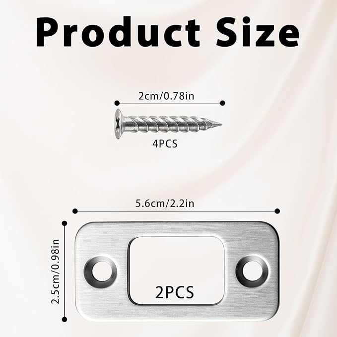 2 Sets Deadbolt Strike Plate Door Strike Plate Door Backplate 1" x 2-1/4" Round Corner with Screws 1-3/8", Silver