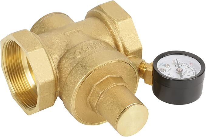 BSP DN50 Brass Water Pressure Reducing Valve Adjustable Gauge Flow Regulator for Tap Water Equipment Durable Piston Structure High Pressure Resistance 1.6Mpa