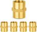 5-PCs HeSun Brass Pipe Fitting, 1/2" NPT Female x 1/2" NPT Female Hex Pipe Adapter