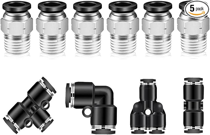 Push to Connect Fittings 5/16 Inch Tube OD x 1/4 Inch NPT Thread Male Straight Quick Connect Fittings Pneumatic Fittings Tube Fittings Air Line Fittings Air compressor Fittings 5Pcs