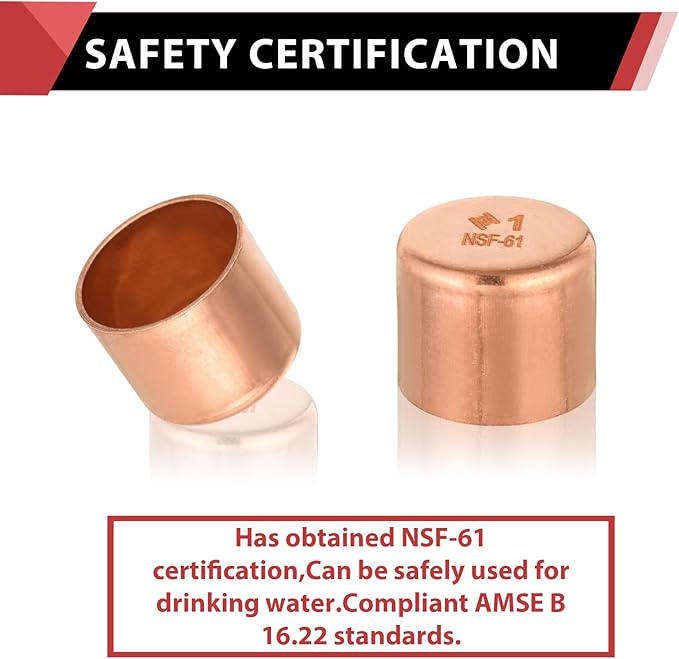(Pack of 10) EFIELD 1-Inch Solder Copper Pipe End Cap (Plug), LF Copper Plumbing Fittings with Sweat Solder Connection,(COPPER055)