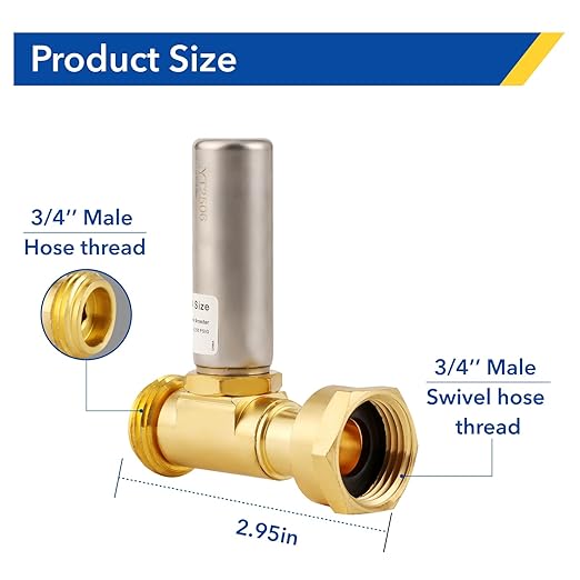 Straight Water Hammer Arrestor for Washing Machine, 3/4 Inch Swivel FHT X 3/4 Inch MHT Stainless Steel Chamber and Washers, Absorb Shock and Reduce Noise (10pcs)