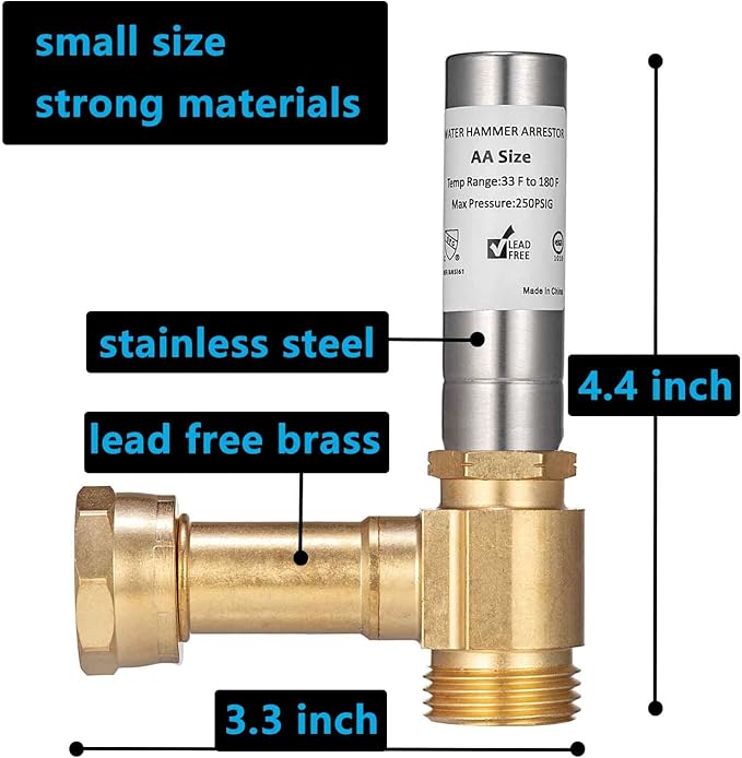 (2 Pack) Lidertik Water Hammer Arrestor Washing Machine 3/4 Absorb Shock and Reduce Noise Laundry Washer Knock Valve Garden Hose Air Inline Sink LI-Dishwasher LI-Y241-11-11-A(2 PACK)