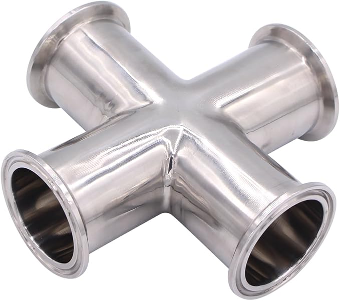 DERNORD 4 Way Cross Clamp Fits 2" Tri-clamp Sanitary Fitting Stainless Steel 304, 51mm Pipe OD