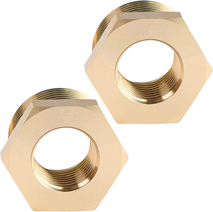 2pcs 1" NPT Male x 1/2" NPT Female Brass Reducer Hex Bushing Threaded Fitting Adapter by CX WONDERLAND