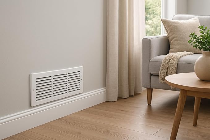 8 x 14 Inch Return Air Vent Cover, Solid Steel HVAC Grille for Wall or Ceiling, White Duct Opening, Durable Return Air Vent Cover, Airflow Ventilation Grille for Home or Office