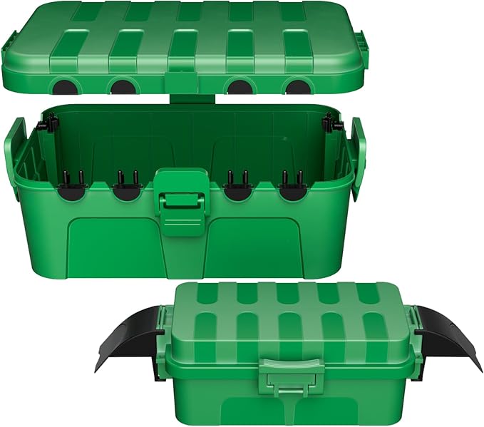 Flemoon 2-Piece Outdoor Waterproof Electrical Box Set – 12.5" x 8.5" x 5" Large & 8.1" x 4.9" x 3.1" Small Weatherproof Electrical Boxes for Power Strips, Outlets, Holiday String Lights, Green
