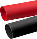 2 Pcs 3/4 inch (Diameter) 3:1 Dual Wall Adhesive Heat Shrink Tubing Kit, Large Wire Shrinkable Tube Wrap by MILAPEAK (4 Feet, Black & Red)