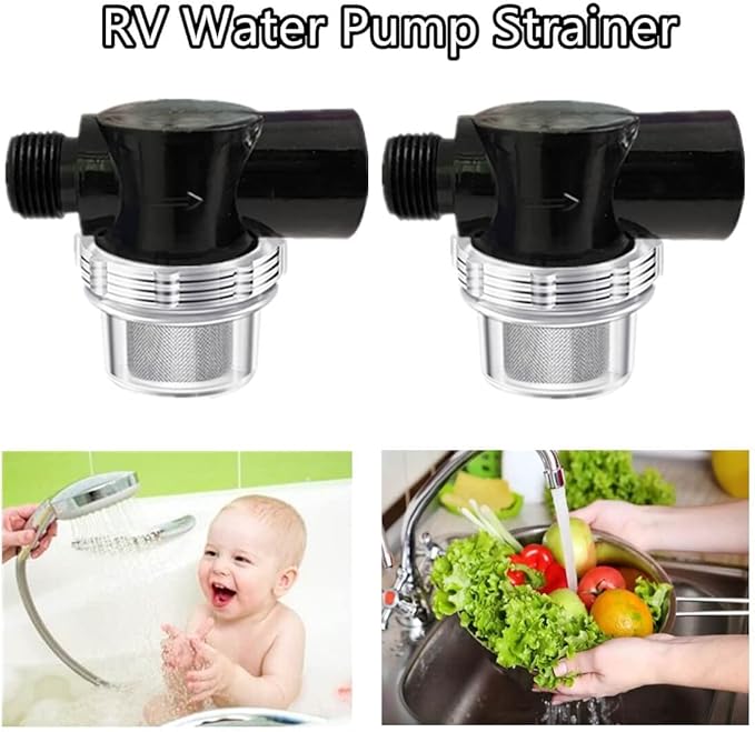 Rv Water Pump Filter, RV Water Inlet Replacement 1/2 Inch Twist-On Pipe Raw Water Strainer Compatible With WFCO Or Shurflo Pumps Beer Filter