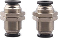 Bulkhead Union Push to Connect Tube Fitting 3/8 Inch Tube OD Double Threaded (2 Packs)